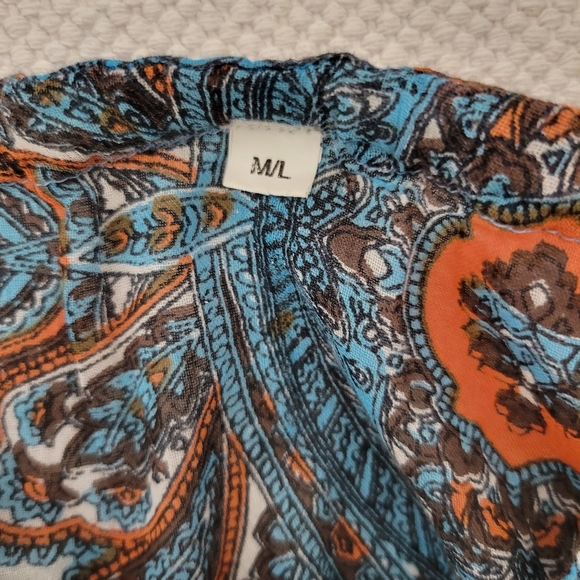 VINTAGE INDIA COTTON SHIFT DRESS 3/4 SLEEVES PAISLEY PRINT M/L - Picture 6 of 8